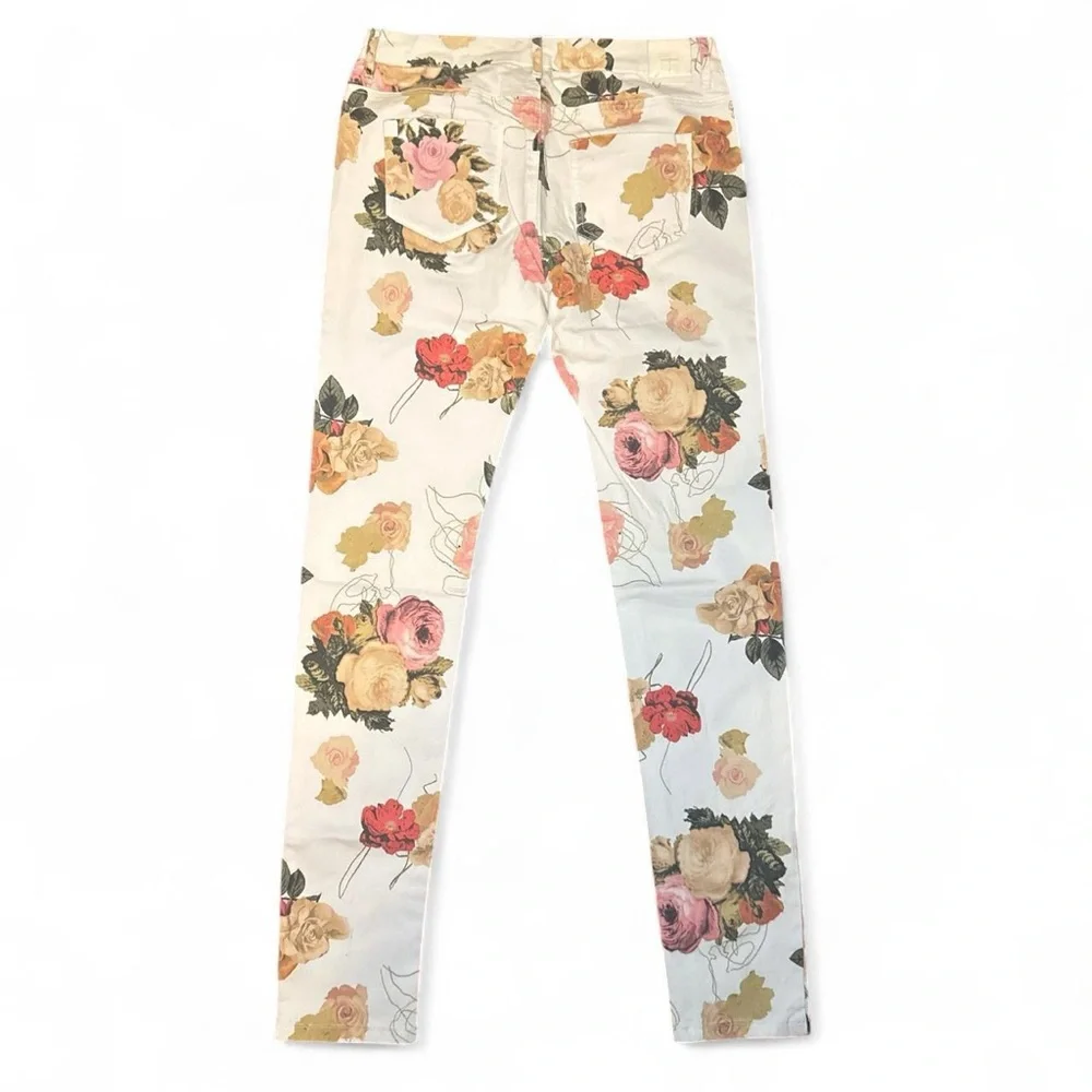 NWOT Insight VTG 2010s Women’s Mid-Rise Floral Print White Skinny Jean — Size 26 - Picture 3 of 6